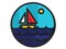 Sailboat on Ocean Lake Multi-Color Embroidered Iron-On or Hook & Loop Patch Applique